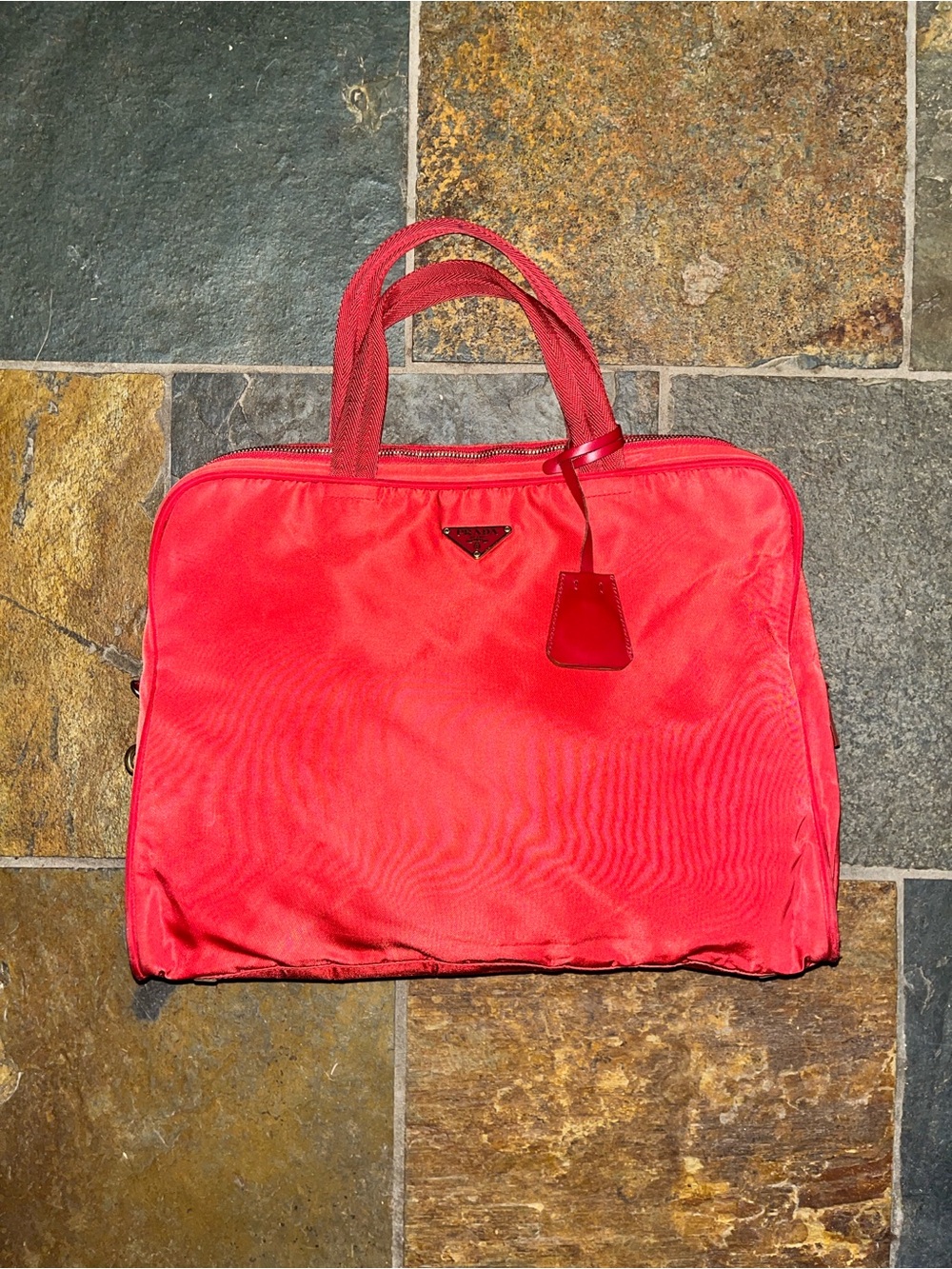 Prada Red Nylon Top Handle Bag - Picture 2 of 12